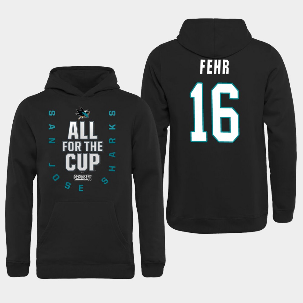 Men NHL Adidas San Jose Sharks #16 Fehr black hoodie->san jose sharks->NHL Jersey